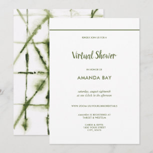 Modern Shibori Waterverf Virtual Vrijgezellenfeest Kaart