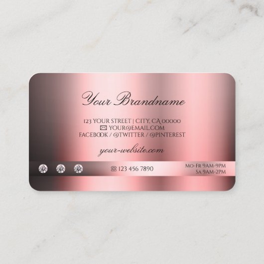 Modern Shimmery Pink Gradiënt en Monogram Glitter Visitekaartje (Achterkant)