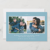 Modern Shine Bright Script Lichtblauw 3 Foto Feestdagenkaart (Achterkant)