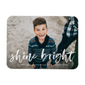Modern Shine Bright Script Vakantie Foto Magneet (Horizontaal)