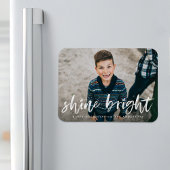Modern Shine Bright Script Vakantie Foto Magneet