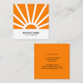 Modern Shining Sun Sunset Sunrays Oranje White Vierkante Visitekaartje (Voorkant / Achterkant)