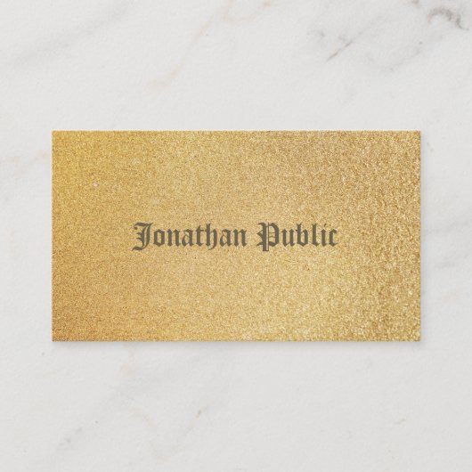 Modern Shiny Gold Foil Glamor Plain Verfijnd Visitekaartje (Voorkant)
