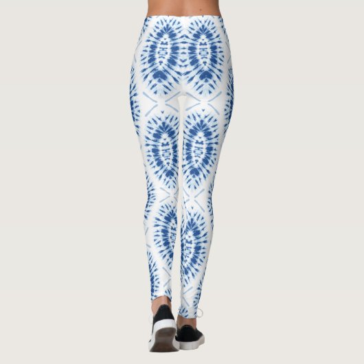 Modern Shobori Blue Tie Dye Pattern Chic Leggings (Achterkant)