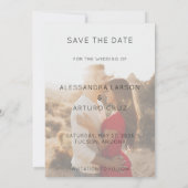 Modern Sideways Date Faux Vellum Back Foto Save The Date (Achterkant)