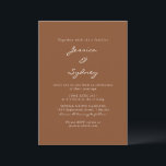 Modern Sienna Brown Script Weduwen in één RSVP Kaart<br><div class="desc">Minimalistische moderne Sienna Brown-wedstrijd met RSVP Online website</div>