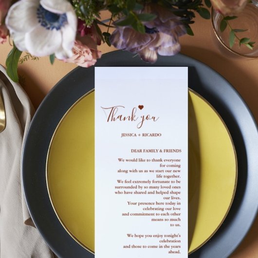 Modern Sienna minimalistisch menu + bedankje