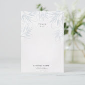 Modern sierlijk botanisch blauw baby shower bedankkaart (Staand voorkant)