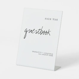 Modern Sign the Guestbook Wedding Sign Reclamebord Met Voetstuk