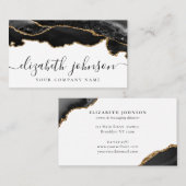 Modern Signature Black Gold Glitter Agate Marble B Visitekaartje (Voorkant / Achterkant)