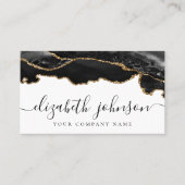 Modern Signature Black Gold Glitter Agate Marble B Visitekaartje (Voorkant)