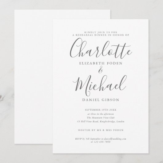 Modern Signature repetitie diner Kaart (Voorkant / Achterkant)