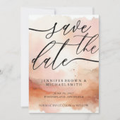 Modern Signature Roos Gouden Waterverf Bruiloft Save The Date (Voorkant)