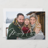 Modern Signature Script Christmas Dusty Roos Foto Feestdagenkaart (Voorkant)