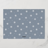 Modern Signature Script Christmas Ice Blue Foto Folie Feestdagenkaart (Achterkant)