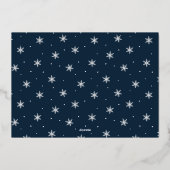 Modern Signature Script Christmas Navy Foto Folie Feestdagenkaart (Achterkant)