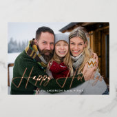 Modern Signature Script Dusty Roos Foto Folie Feestdagenkaart (Voorkant)