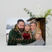 Modern Signature Script Dusty Roos Foto Folie Feestdagenkaart (Staand Voorkant)