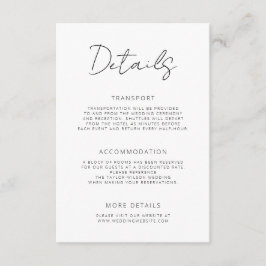 Modern Signature Script Minimale bruiloft details Informatiekaartje