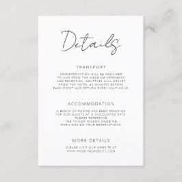 Modern Signature Script Minimale bruiloft details Informatiekaartje