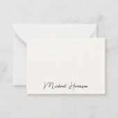 Modern Signature Script Monogram Cream Notitiekaartje (Voorkant)