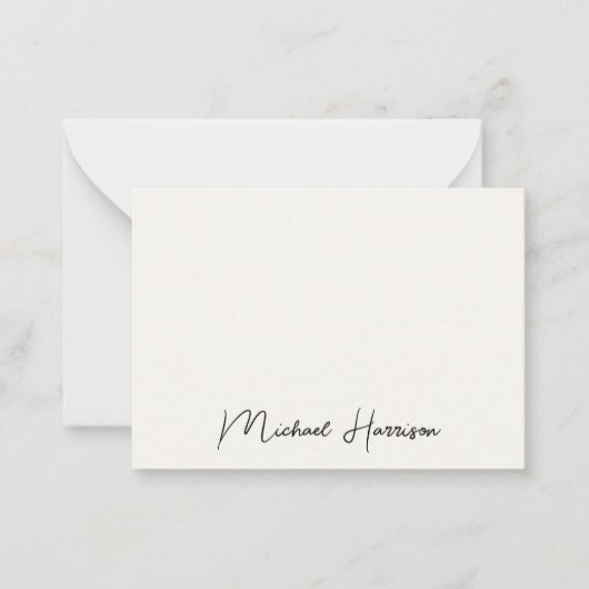 Modern Signature Script Monogram Cream Notitiekaartje (Voorkant)