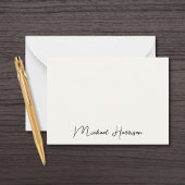 Modern Signature Script Monogram Cream Notitiekaartje
