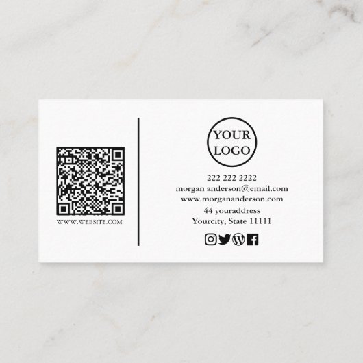 Modern Signature Script QR Code Social Visitekaartje (Achterkant)