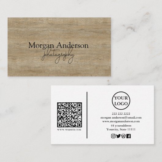 Modern Signature Script QR Code Social Visitekaartje (Voorkant / Achterkant)