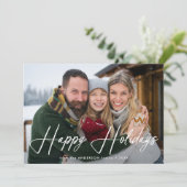 Modern Signature Script Red Photo Feestdagenkaart (Staand voorkant)