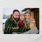 Modern Signature Script Red Photo Folie Feestdagenkaart (Voorkant)