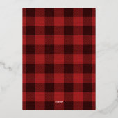 Modern Signature Script Red Plaid Foto Folie Feestdagenkaart (Achterkant)