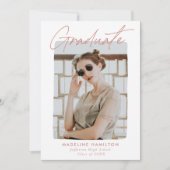 Modern Signature Script Roos Roze Graduation Party Kaart (Voorkant)