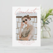 Modern Signature Script Roos Roze Graduation Party Kaart (Staand voorkant)