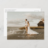 Modern Signature Script Wedding Photo Dank u Briefkaart (Voorkant / Achterkant)