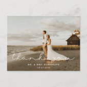 Modern Signature Script Wedding Photo Dank u Briefkaart (Voorkant)