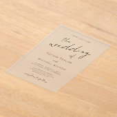 Modern Signature Script Zwart Wit Bruiloft Acryl Uitnodigingen (Laagn)