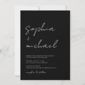 Modern Signature Script Zwart Wit Bruiloft Kaart (Voorkant)