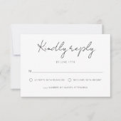 Modern Signature Script Zwart Wit Bruiloft RSVP Kaartje (Voorkant)