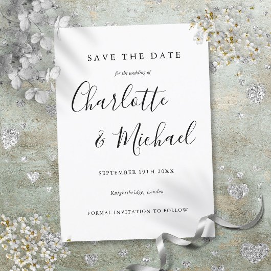 Modern Signature Wedding Save the Date Kaart
