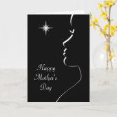 Modern silhouet in zwart & wit Moederdag C Kaart (Gele Bloem)