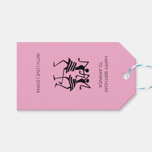 Modern Silhouette Celebration Dance Pink Cadeaulabel (Voorkant (Horizontaal))