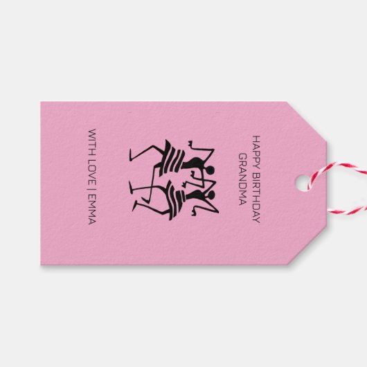 Modern Silhouette Celebration Dance Pink Cadeaulabel (Voorkant (Horizontaal))