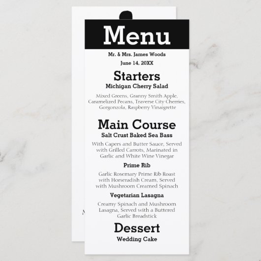 Modern Silhouette Couple - Menu Ontvangst (Voorkant / Achterkant)