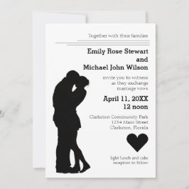 Modern Silhouette Couple - Wedding Invitation Kaart