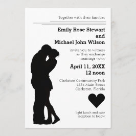 Modern Silhouette Couple - Wedding Invitation Kaart