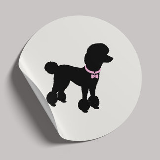 Modern Silhouette Dog Grooming Classic Round Ronde Sticker
