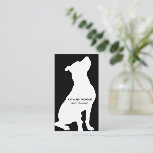 Modern Silhouette Dog Trainer Visitekaartje (Staand voorkant)