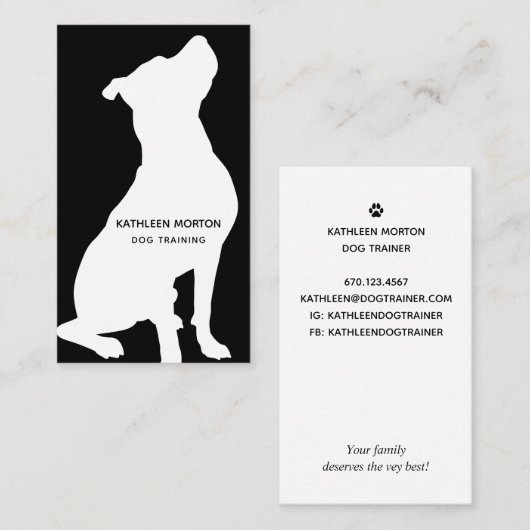 Modern Silhouette Dog Trainer Visitekaartje (Voorkant / Achterkant)