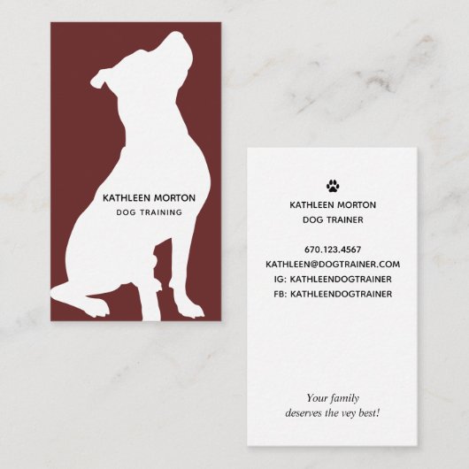 Modern Silhouette Dog Trainer Visitekaartje (Voorkant / Achterkant)